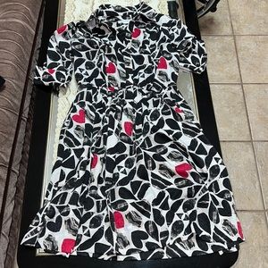 Jessica Simpson black and white satin short-sleeved mini dress